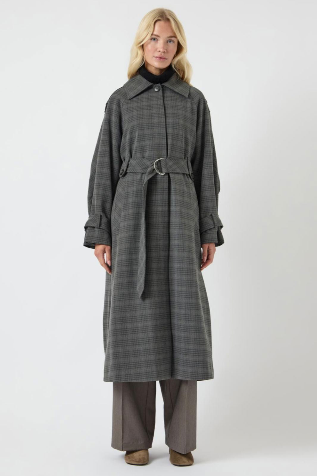 Y.A.S - Yascicco Ls Long Coat - 4887412 Dark Grey Melange W. Black Frakker 