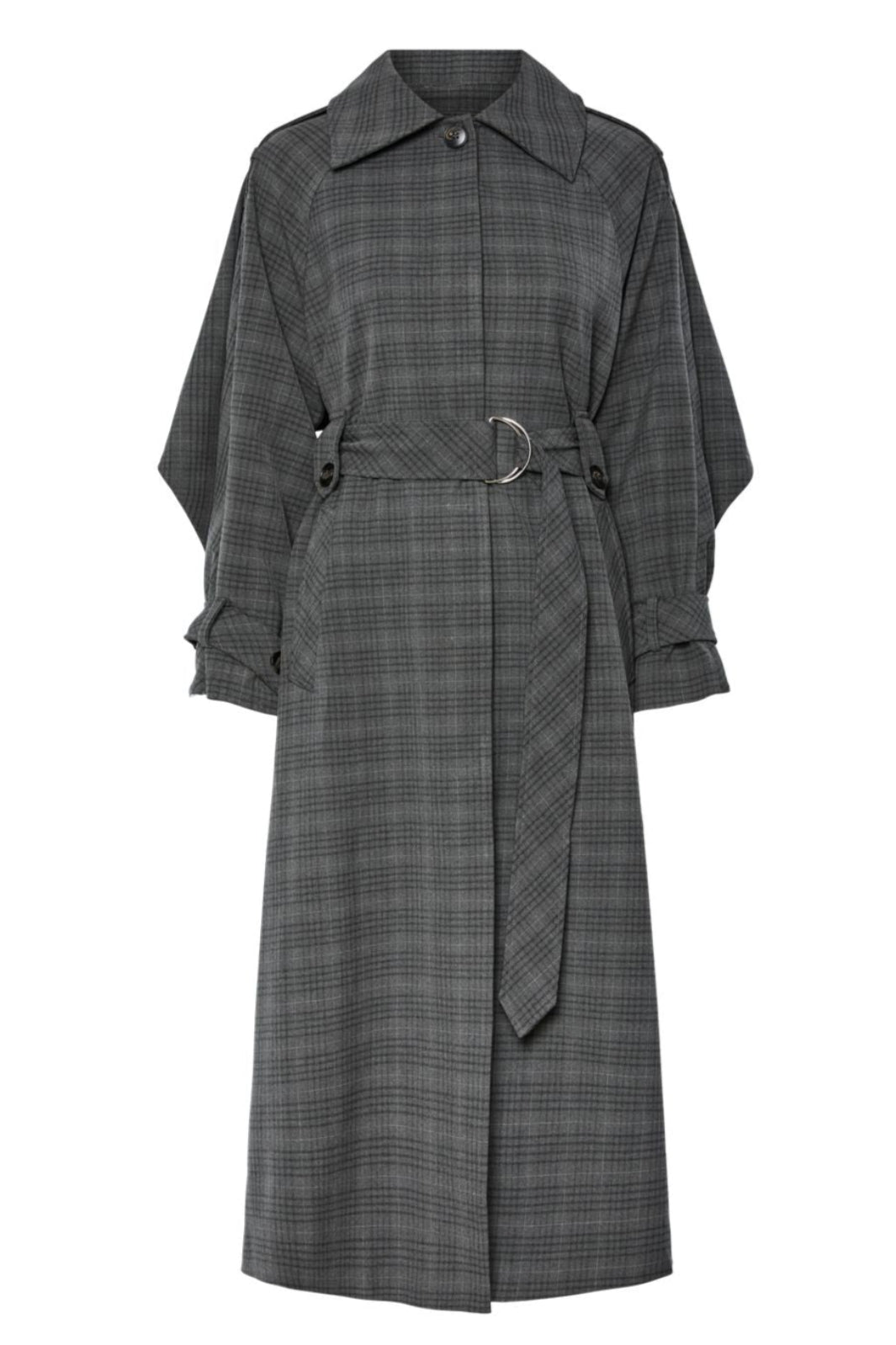 Y.A.S - Yascicco Ls Long Coat - 4887412 Dark Grey Melange W. Black
