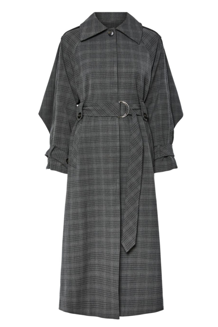 Y.A.S - Yascicco Ls Long Coat - 4887412 Dark Grey Melange W. Black