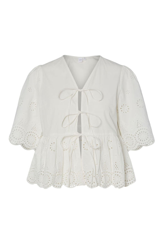 YAS - Yascornelia 2/4 Tie Top - 4574166 Star White