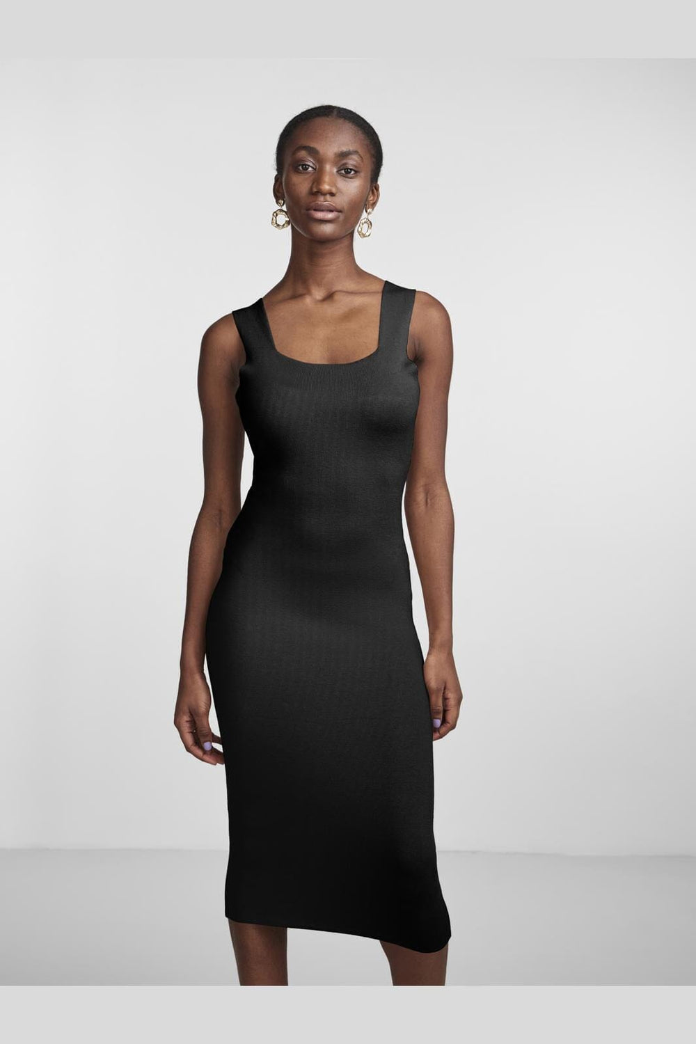 Y.A.S - Yasemil Strap Midi Knit Dress - 4390695 Black