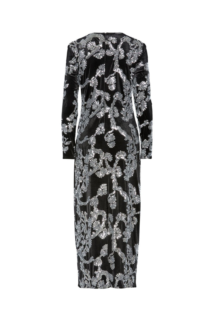 Y.A.S - Yasflorana Ls Long Dress - 4878787 Black Silver Sequins