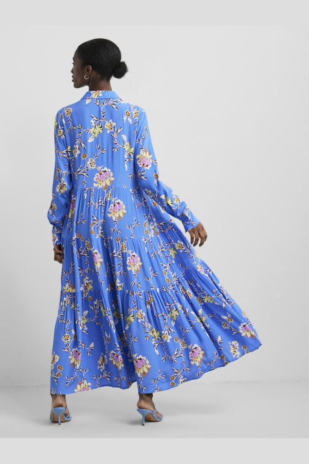 Y.A.S - Yasindigo Ls Long Dress - 4466141 Palace Blue Indigo Print
