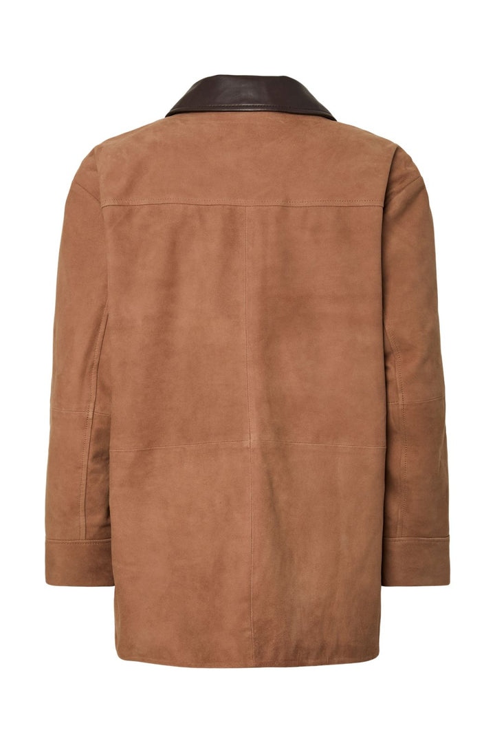 Y.A.S - Yaskaia Ls Suede Leather Jacket - 5001695 Nuthatch