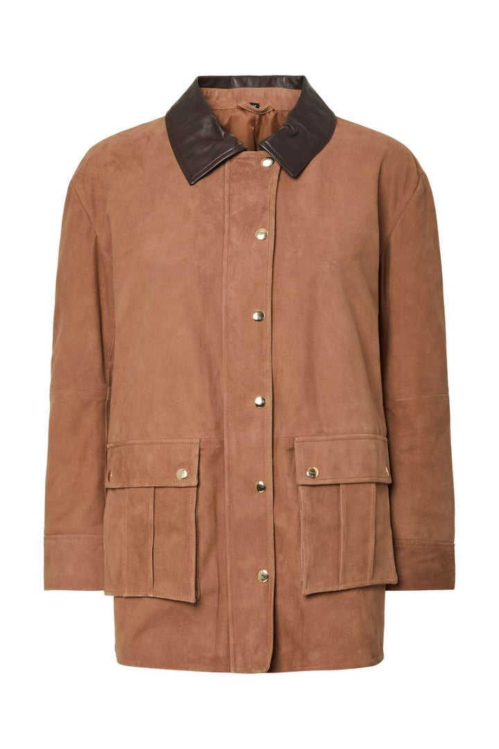 Y.A.S - Yaskaia Ls Suede Leather Jacket - 5001695 Nuthatch