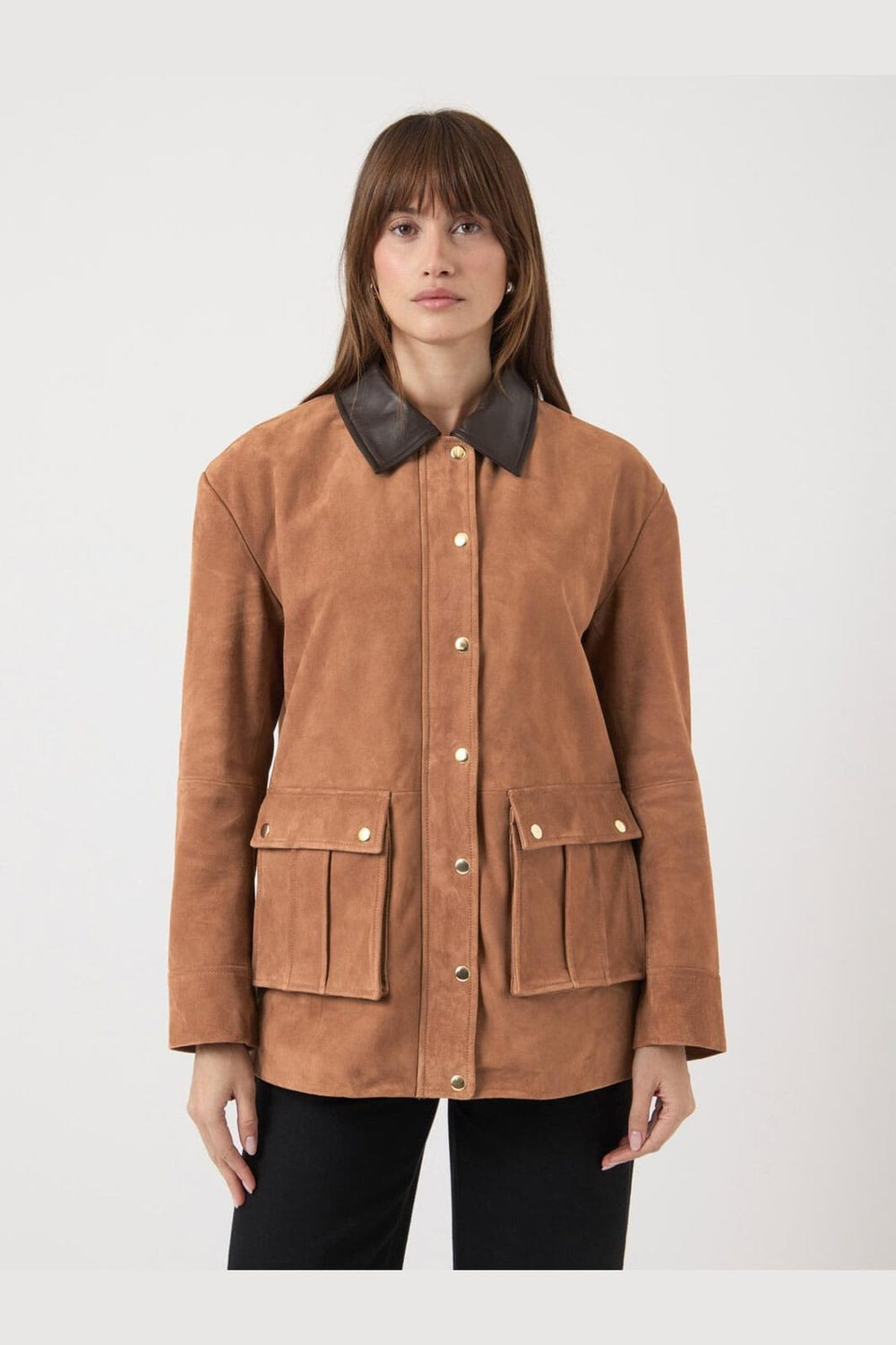 Y.A.S - Yaskaia Ls Suede Leather Jacket - 5001695 Nuthatch
