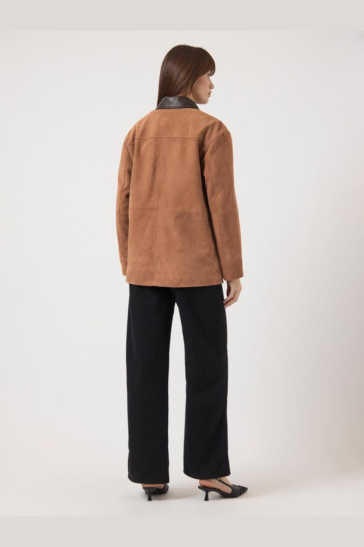 Y.A.S - Yaskaia Ls Suede Leather Jacket - 5001695 Nuthatch