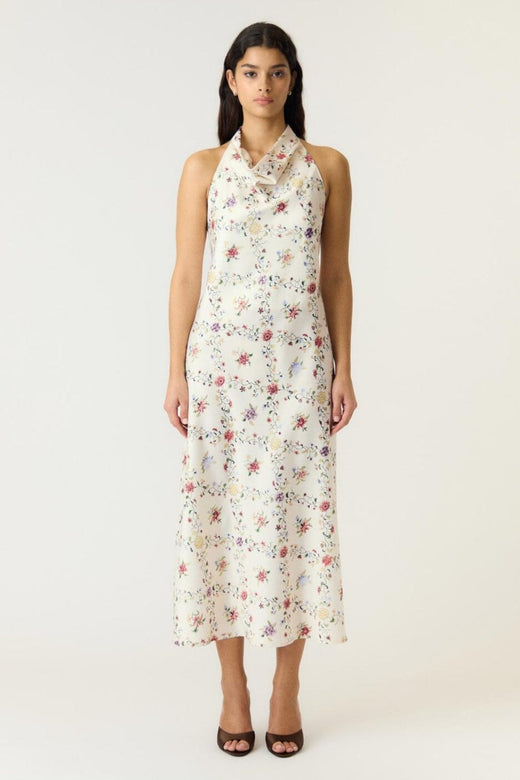 YAS - Yaspella Halterneck Long Dress - 5166046 Pristine Hannah Print