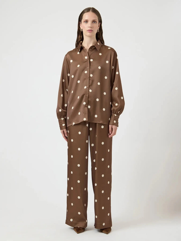 YAS - Yaspella Ls Shirt - 5084722 Pinecone Ecru Dots Skjorter 