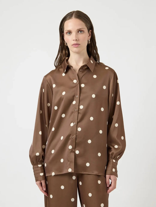 YAS - Yaspella Ls Shirt - 5084722 Pinecone Ecru Dots Skjorter 