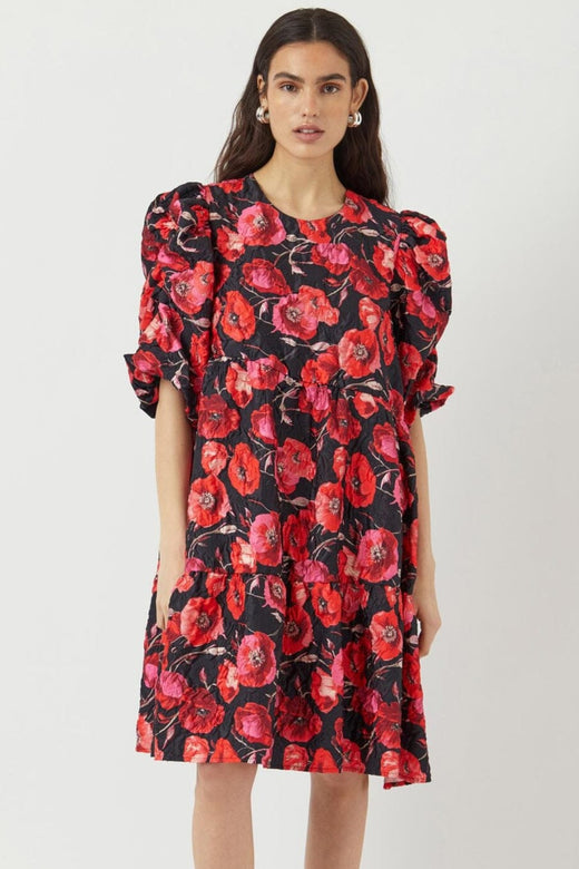 YAS - Yaspoppina 2/4 Dress - 4860928 Black Poppina Aop
