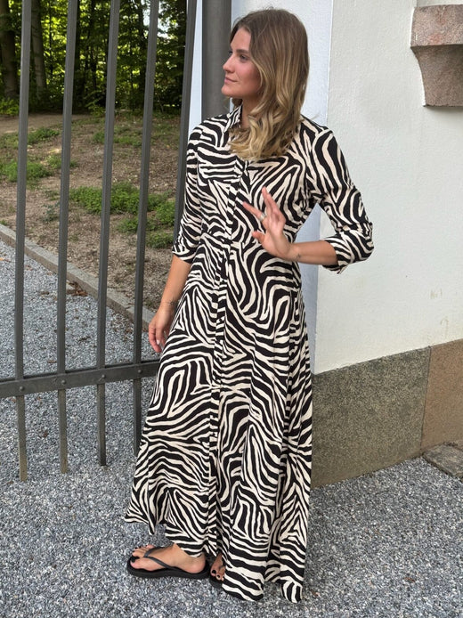YAS - Yassavanna Long Shirt Dress - 4844009 Birch Zebra Print Kjoler 