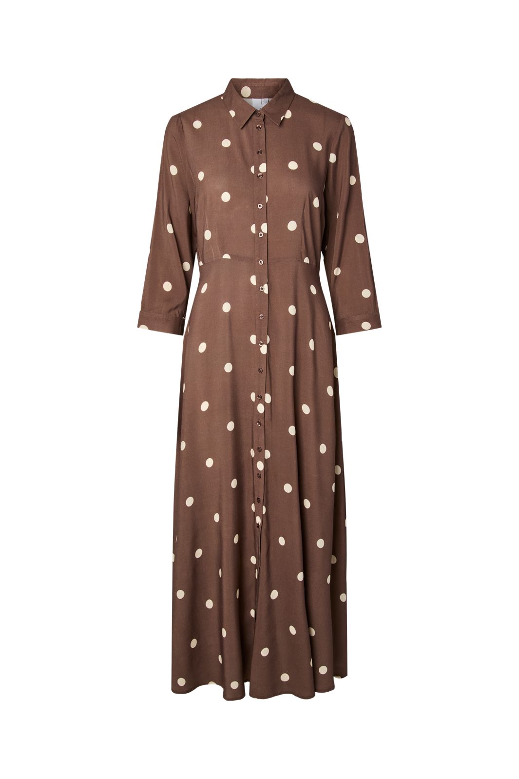 YAS - Yassavanna Long Shirt Dress - 5084684 Pinecone Ecru Dots