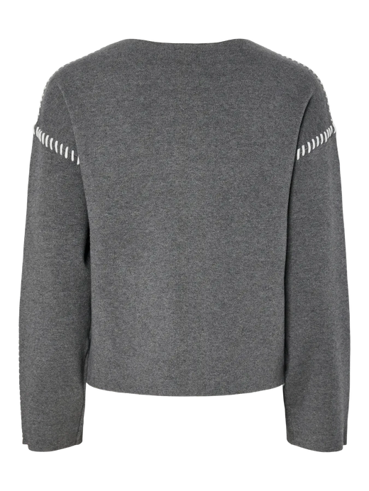 Y.A.S - Yasstitcha Ls Knit Pullover - 4841745 Medium Grey Melange Birch Stitches Strikbluser 