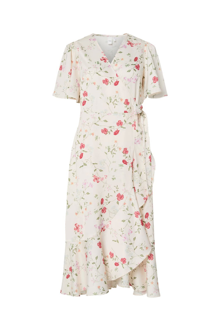 YAS - Yasthea 2/4 Midi Wrap Dress - 5005549 Pristine Botalia