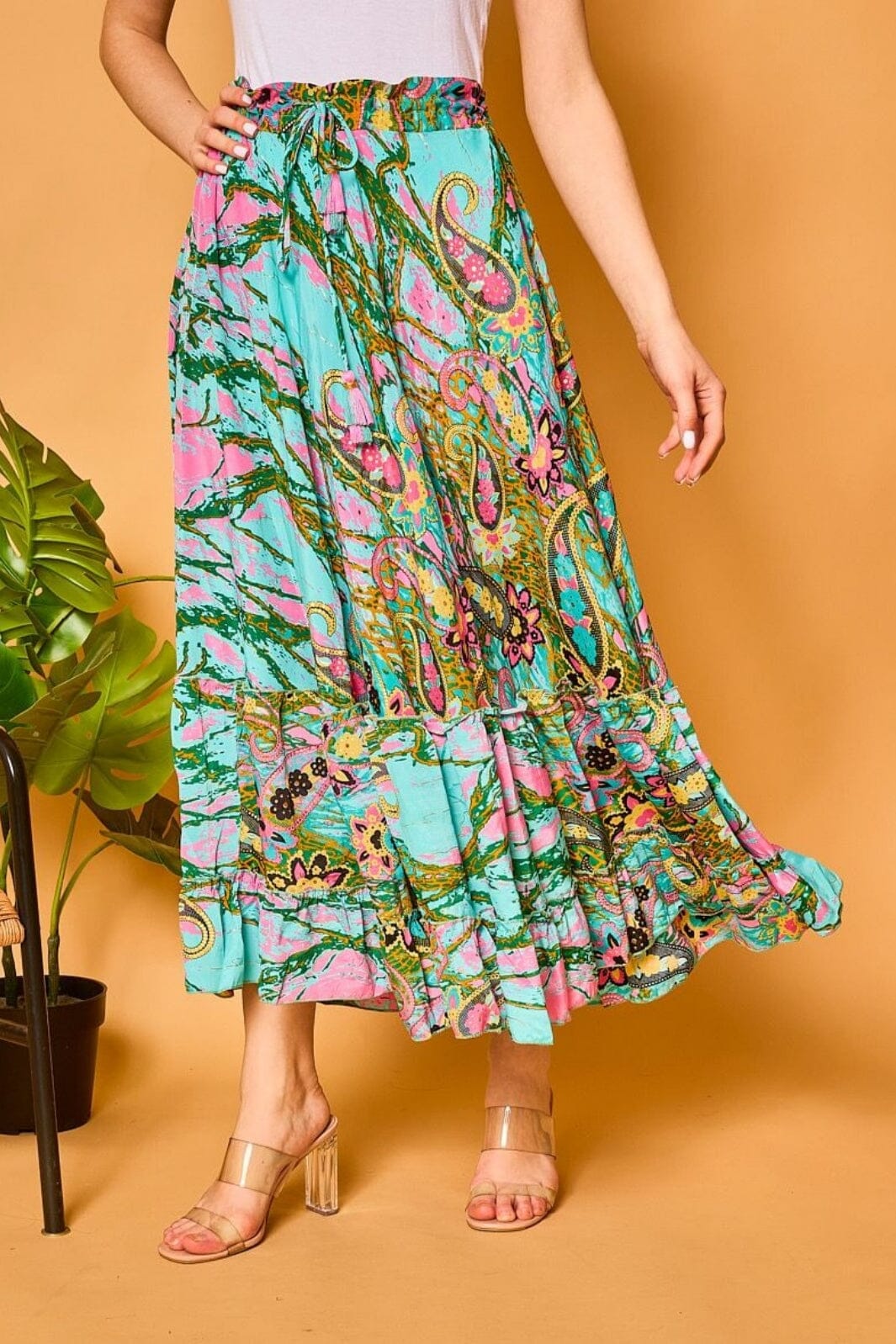 A-bee - Fulid Printed Skirt 196-102 - Blue Flowers Nederdele 