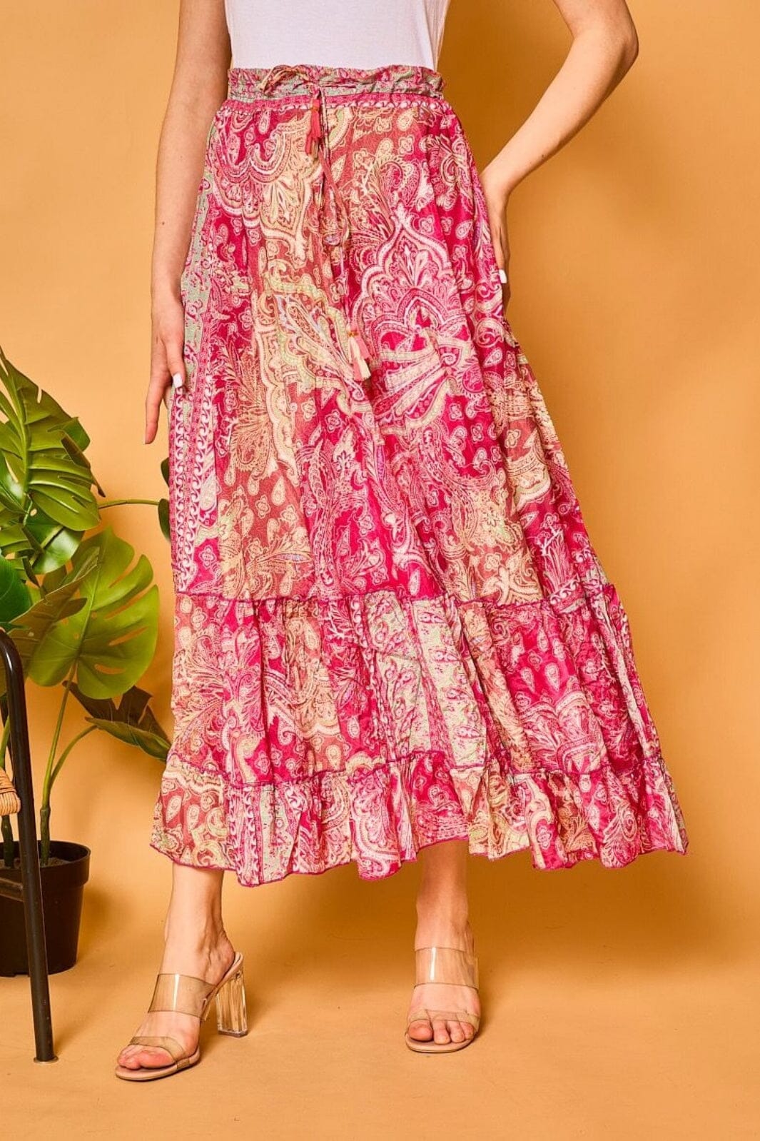 A-bee - Fulid Printed Skirt 196-102 - Pink Flowers Nederdele 