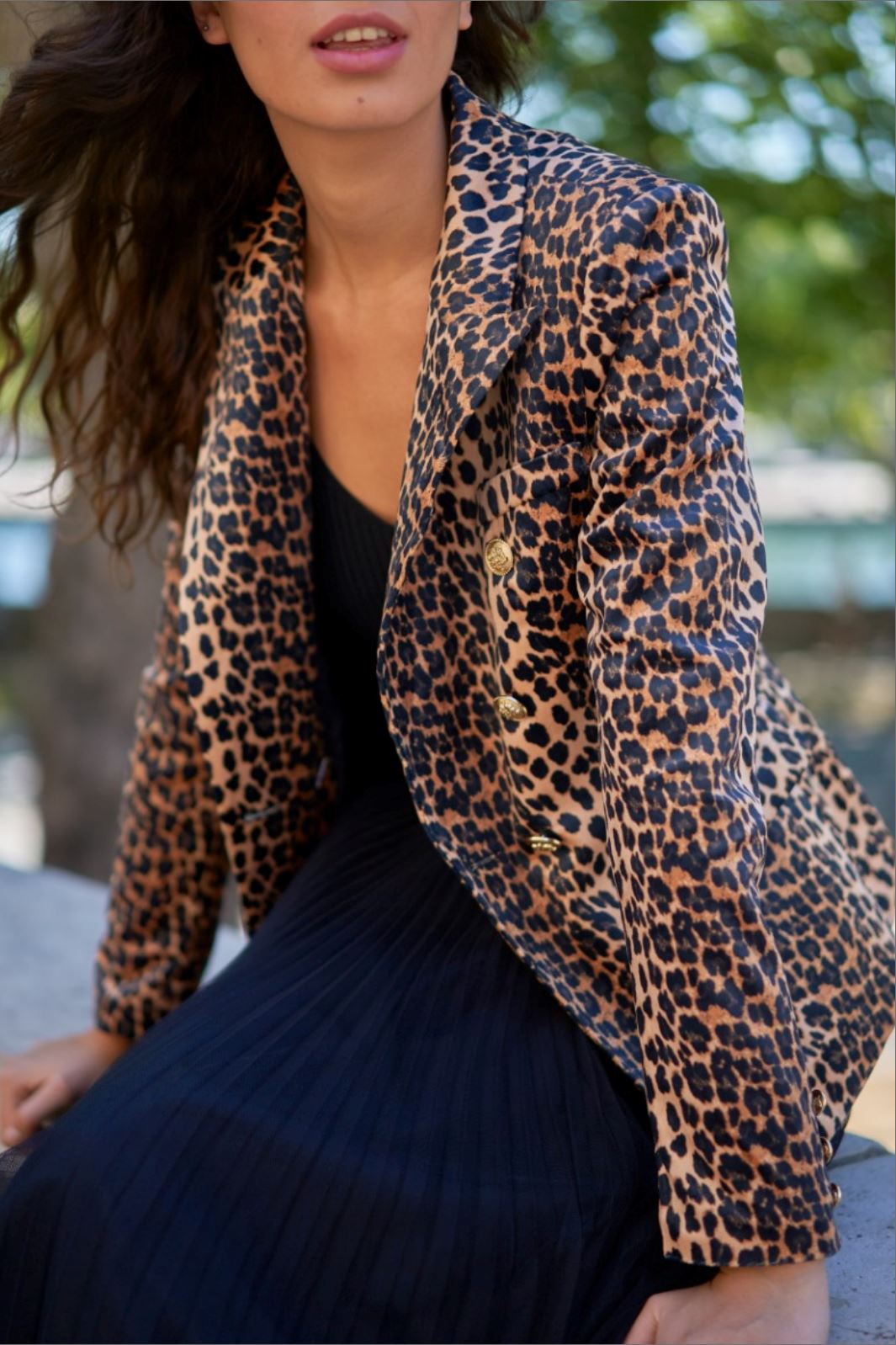 A-bee - Leopard Velvet Jacket V1921W - Beige Blazere 
