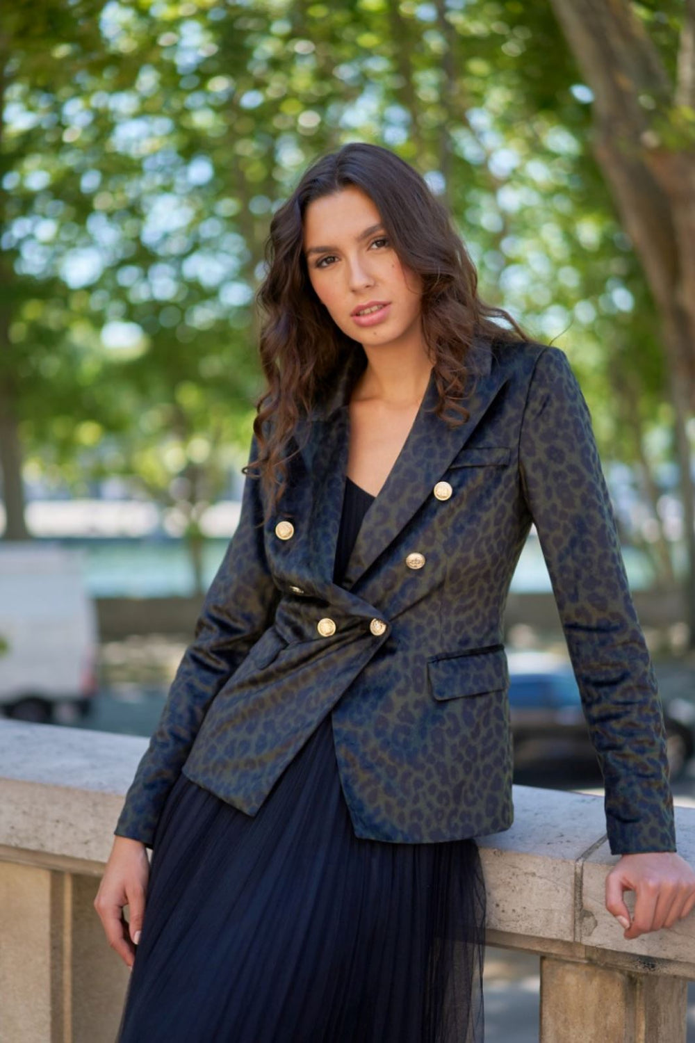 A-bee - Leopard Velvet Jacket V1921W - Kaki Blazere 