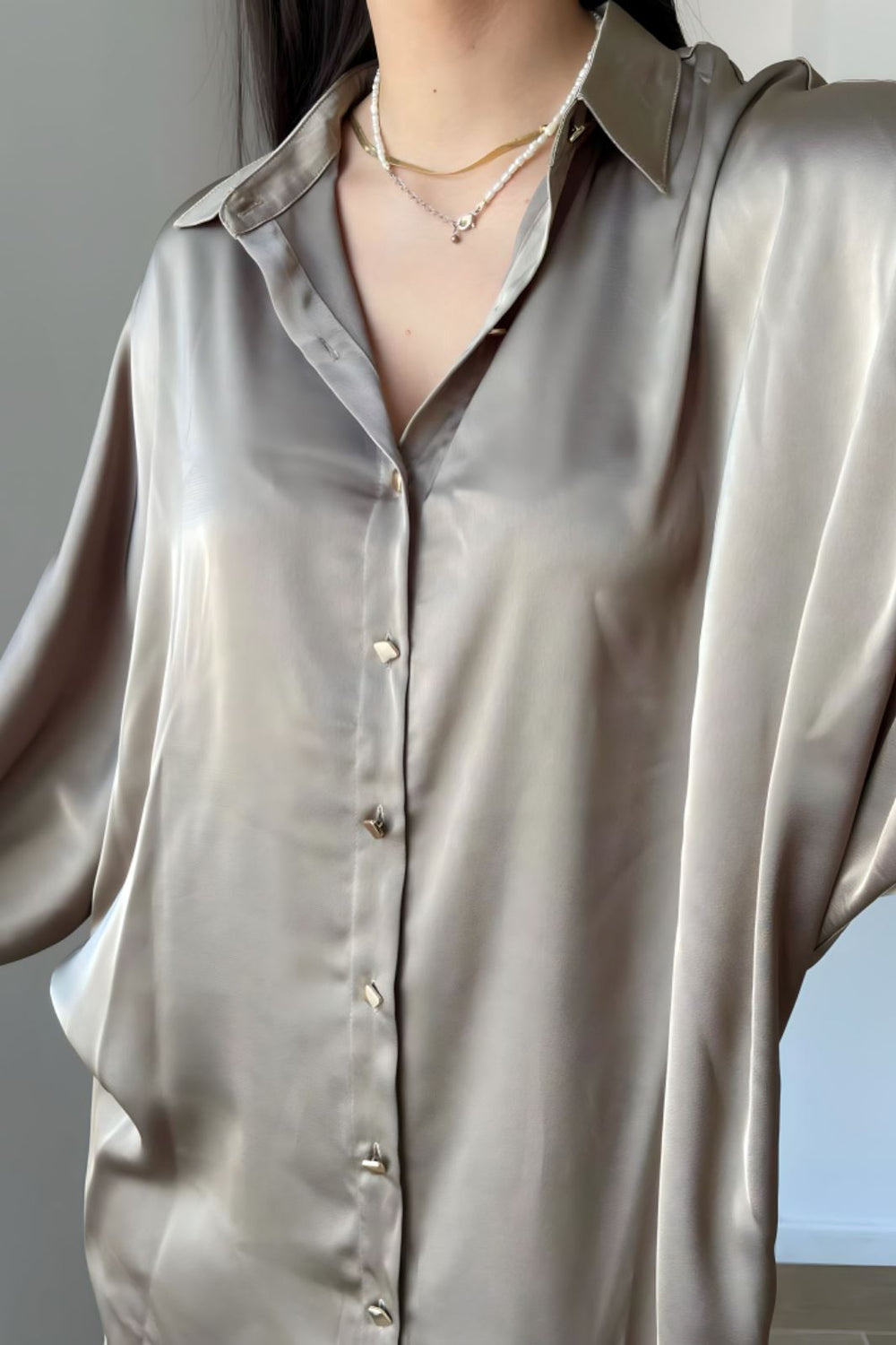 A-bee - Oversized Shirt PF01 - Dark Brown 