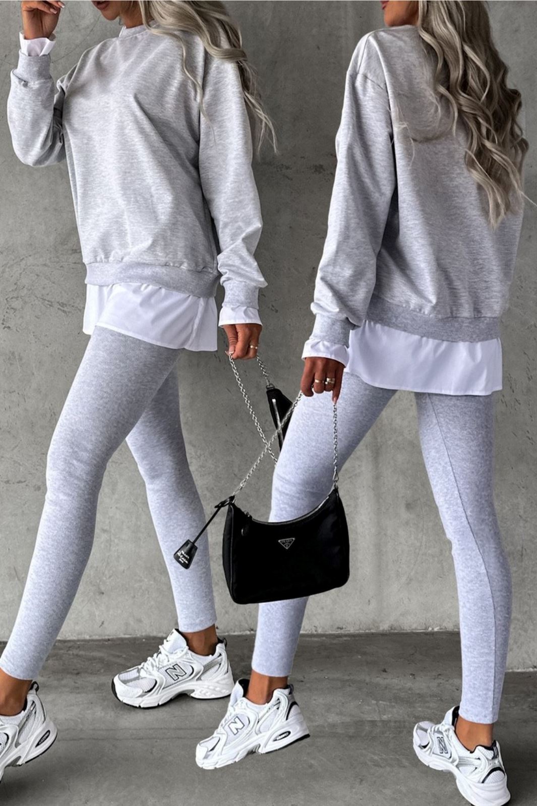 A-bee - Sweat Set 2173 - Light Grey Sweatshirt 