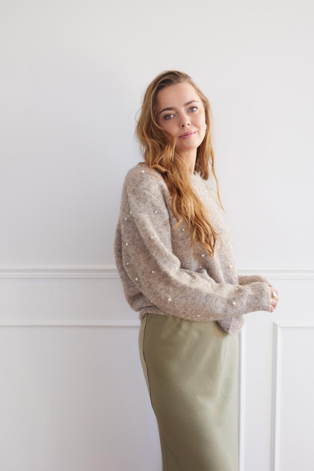 A-VIEW - Angel Knit Pullover - 118 Light Brown Strikbluser 