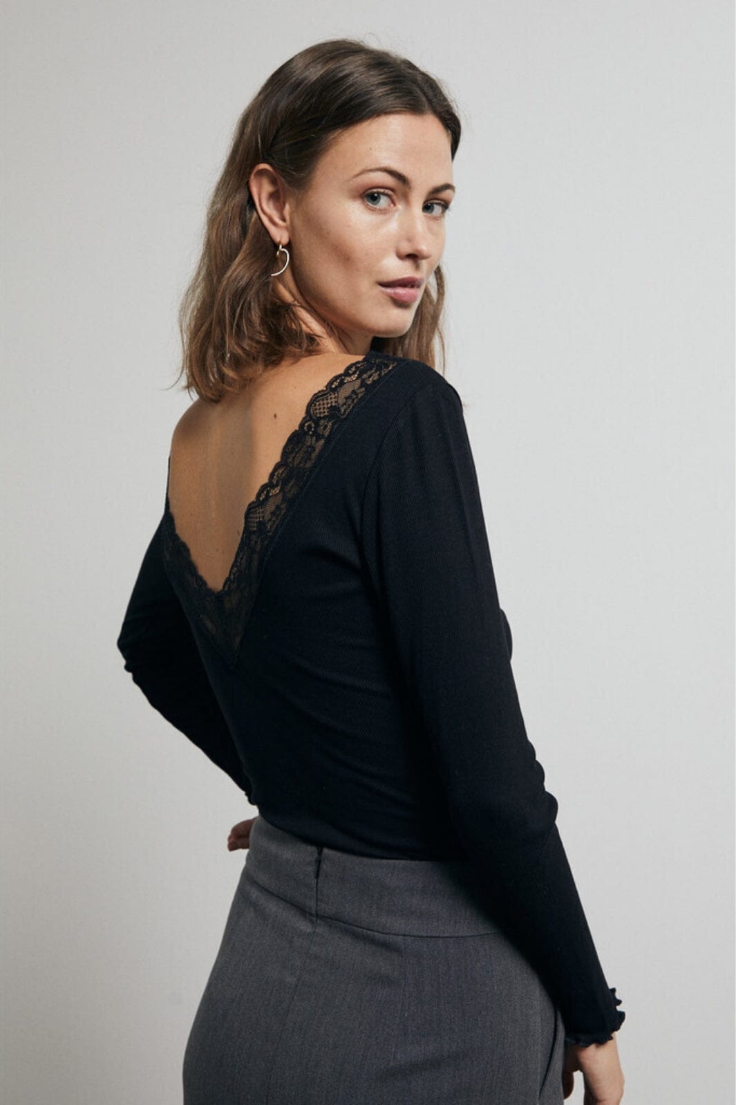 A-VIEW - Florine L/S Top - 999 Black Bluser 