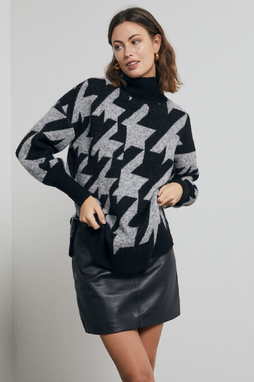 A-VIEW - Hounds Knit Pullover - 049 Black/Grey Strikbluser 
