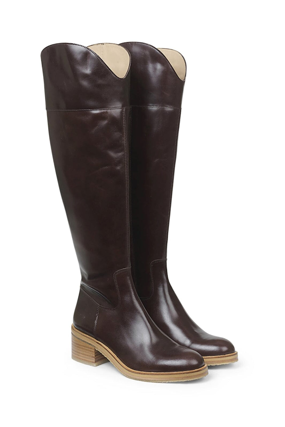 Angulus - High-leg boot with block heel and zipper - 1836 Dark Brown Støvler 