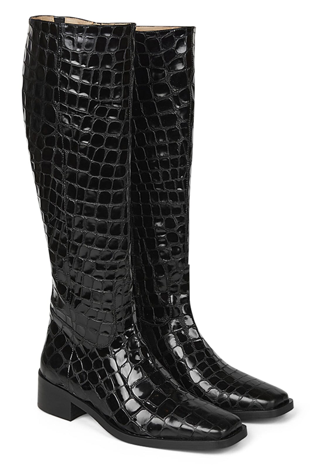 Angulus - High-leg boot with zipper - 1674 Black Croco Støvler 