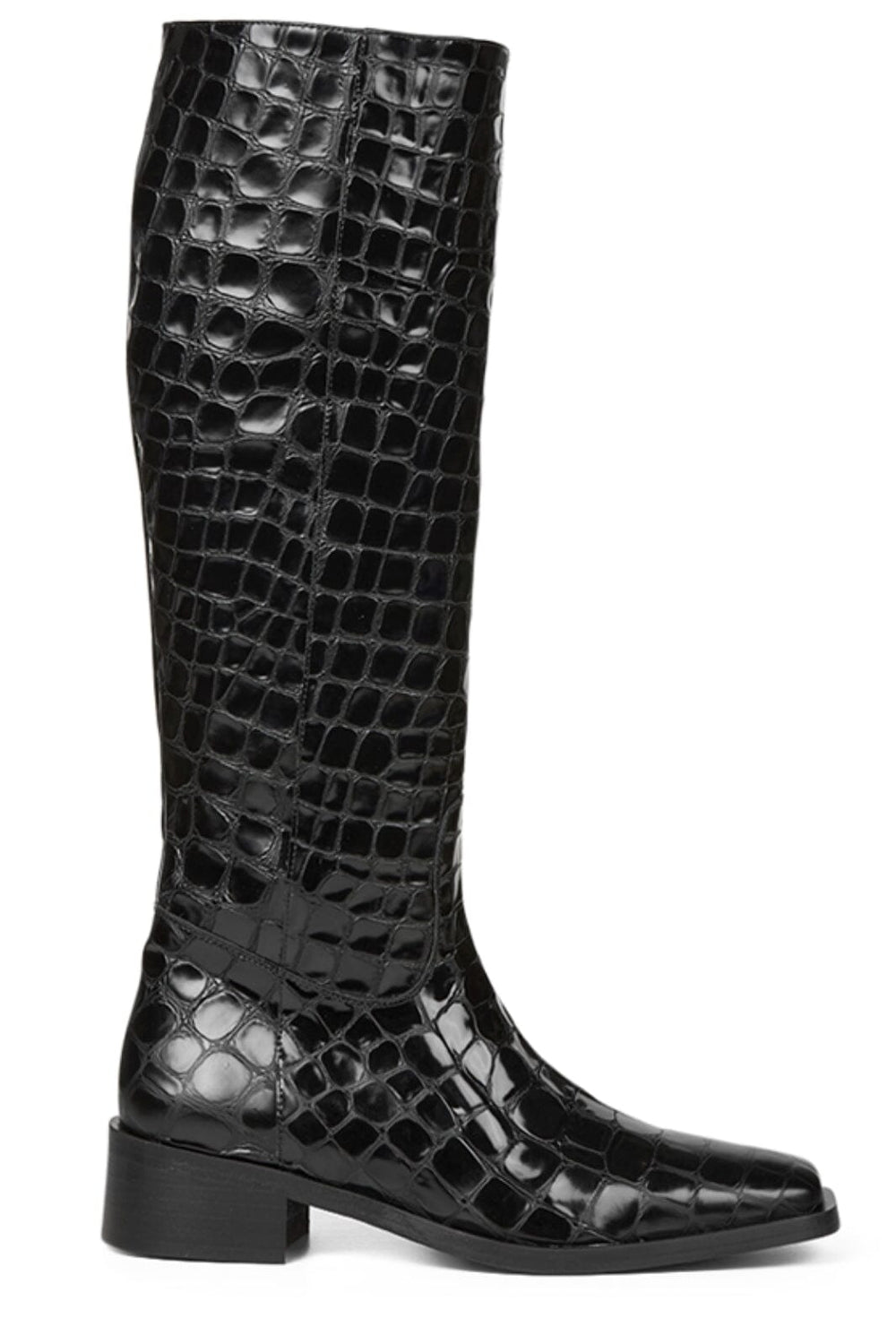 Angulus - High-leg boot with zipper - 1674 Black Croco Støvler 