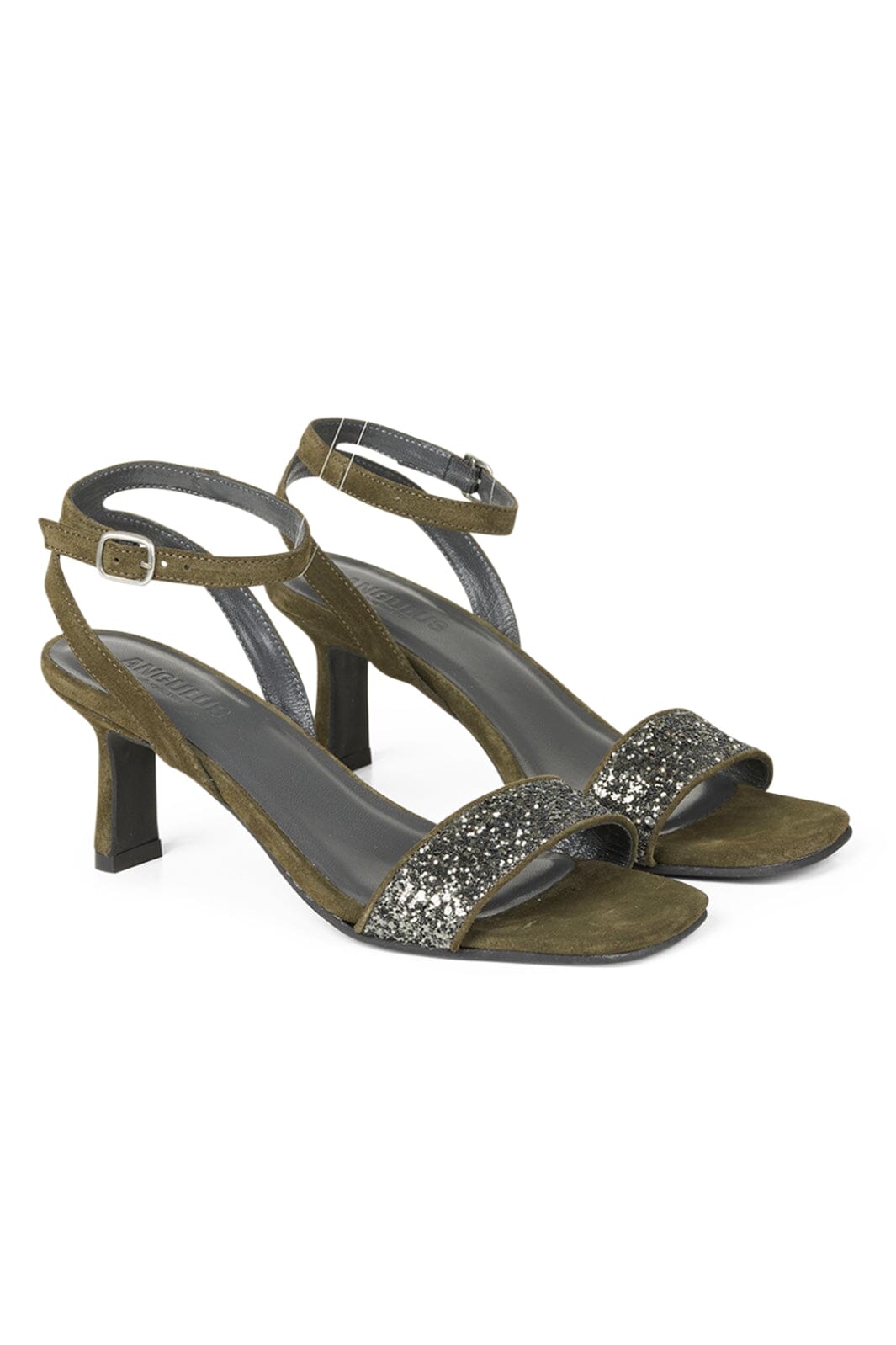 Angulus - Sandal with heel - 1757/2244 Dark green glitter/Dark green Stiletter 