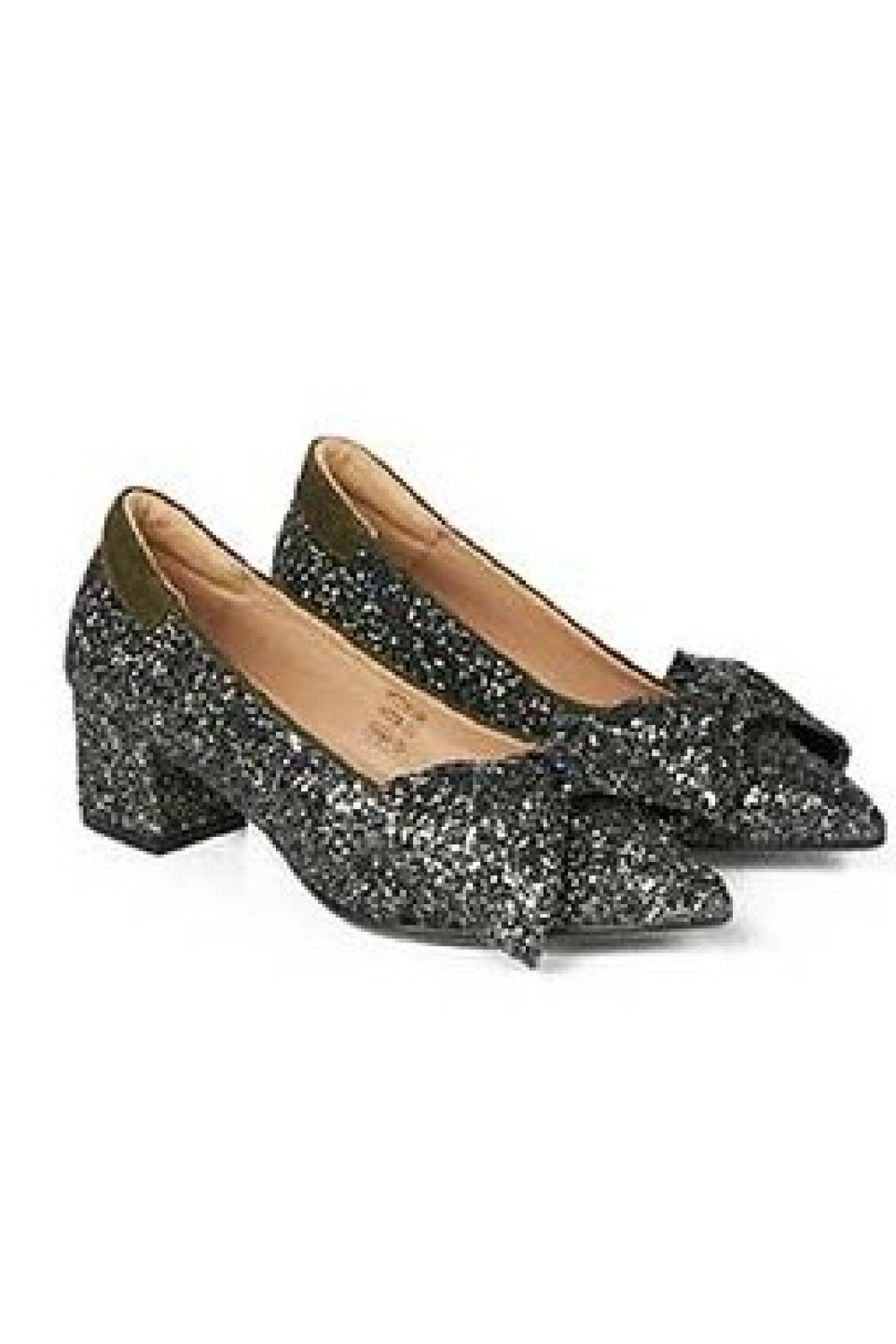 Angulus - Sparkling glitter bow pump - 1757/2244 Dark green glitter/Dark green Pumps 