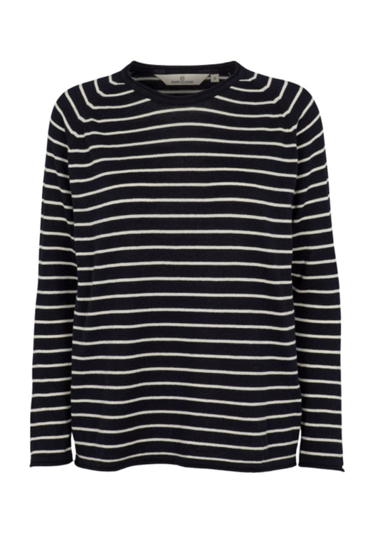 Basic Apparel - Soya Sweater Stripe - 445 Navy/Whisper White Bluser 