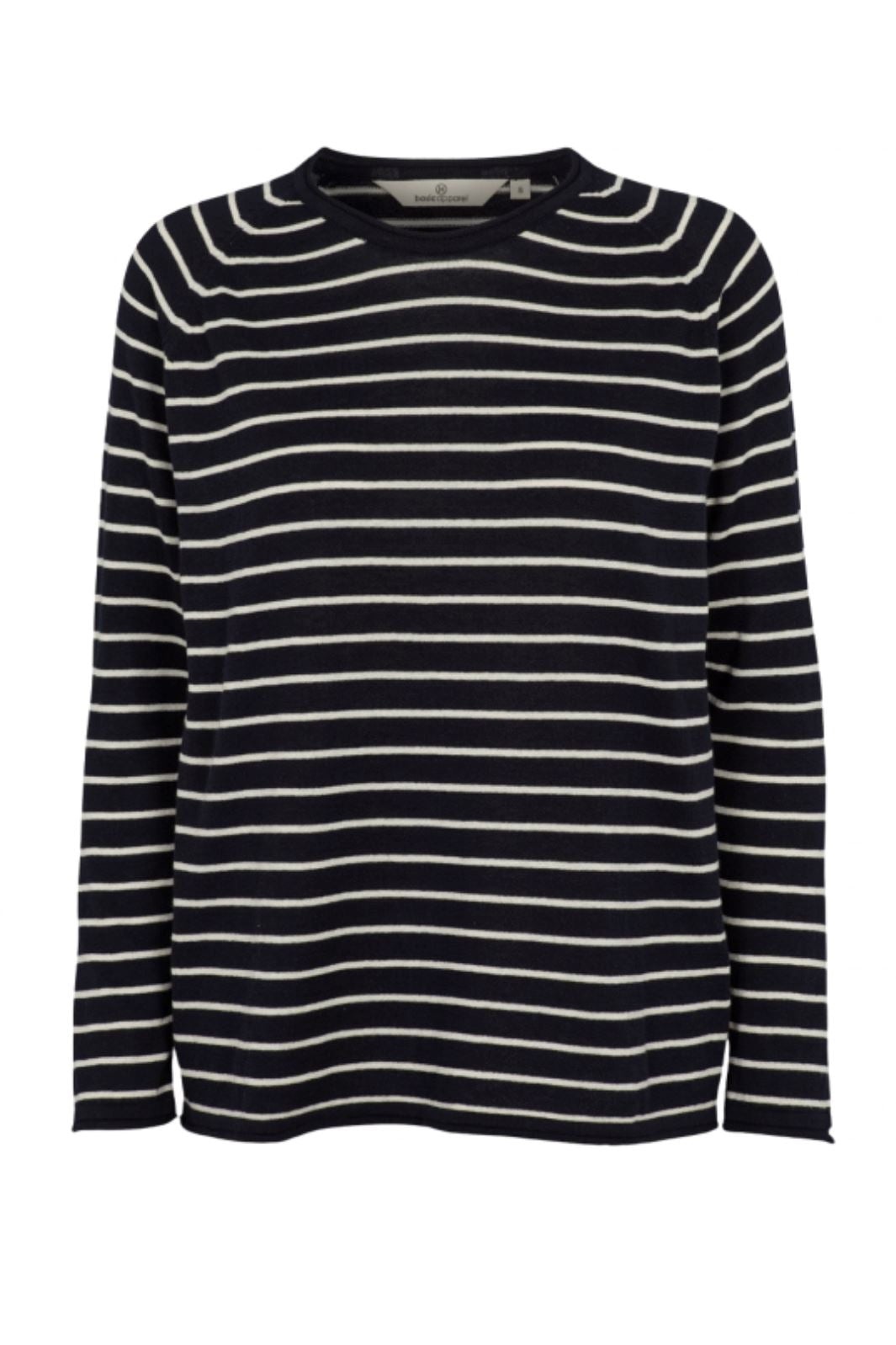 Basic Apparel - Soya Sweater Stripe - 445 Navy/Whisper White Bluser 