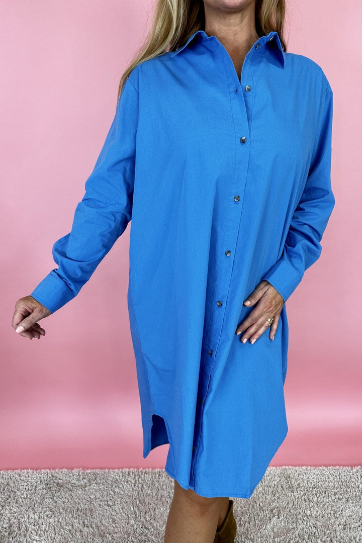 Basic Apparel - Vilde Loose Shirt Dress GOTS - 341 Azure Blue Kjoler 