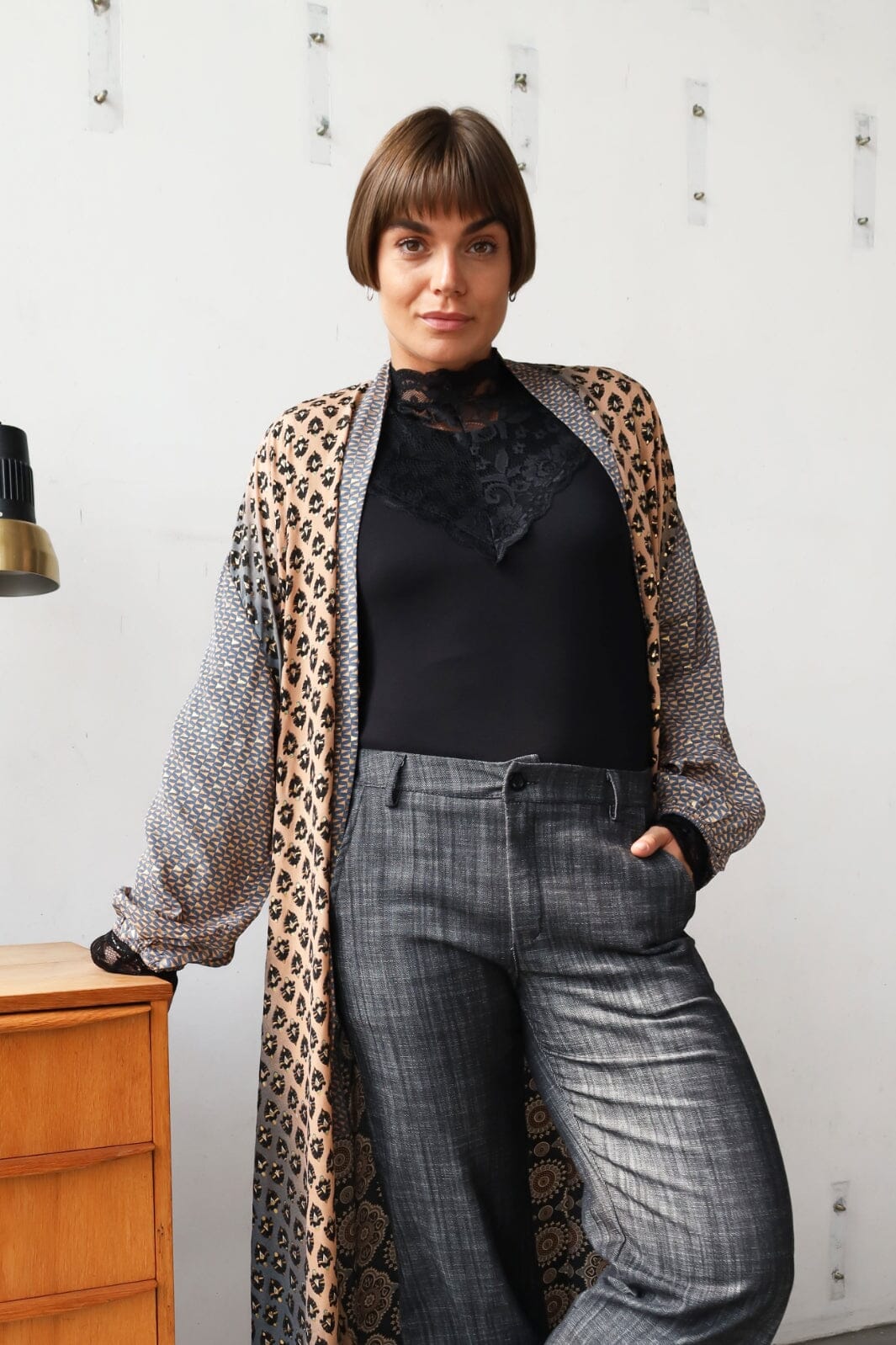 Black Colour - Bcloa Ls Lace Blouse - Black Bluser 