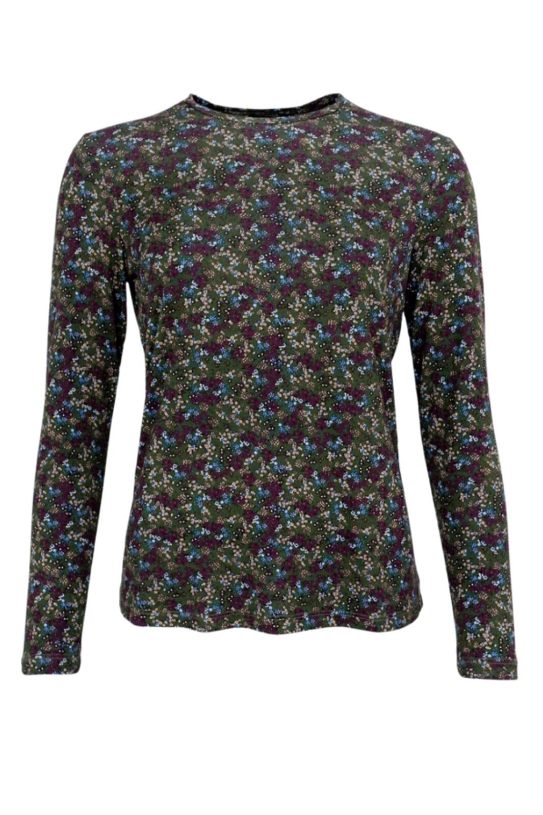 Black Colour - Bcshani Printed L/S Tee - Green Flower Bluser 