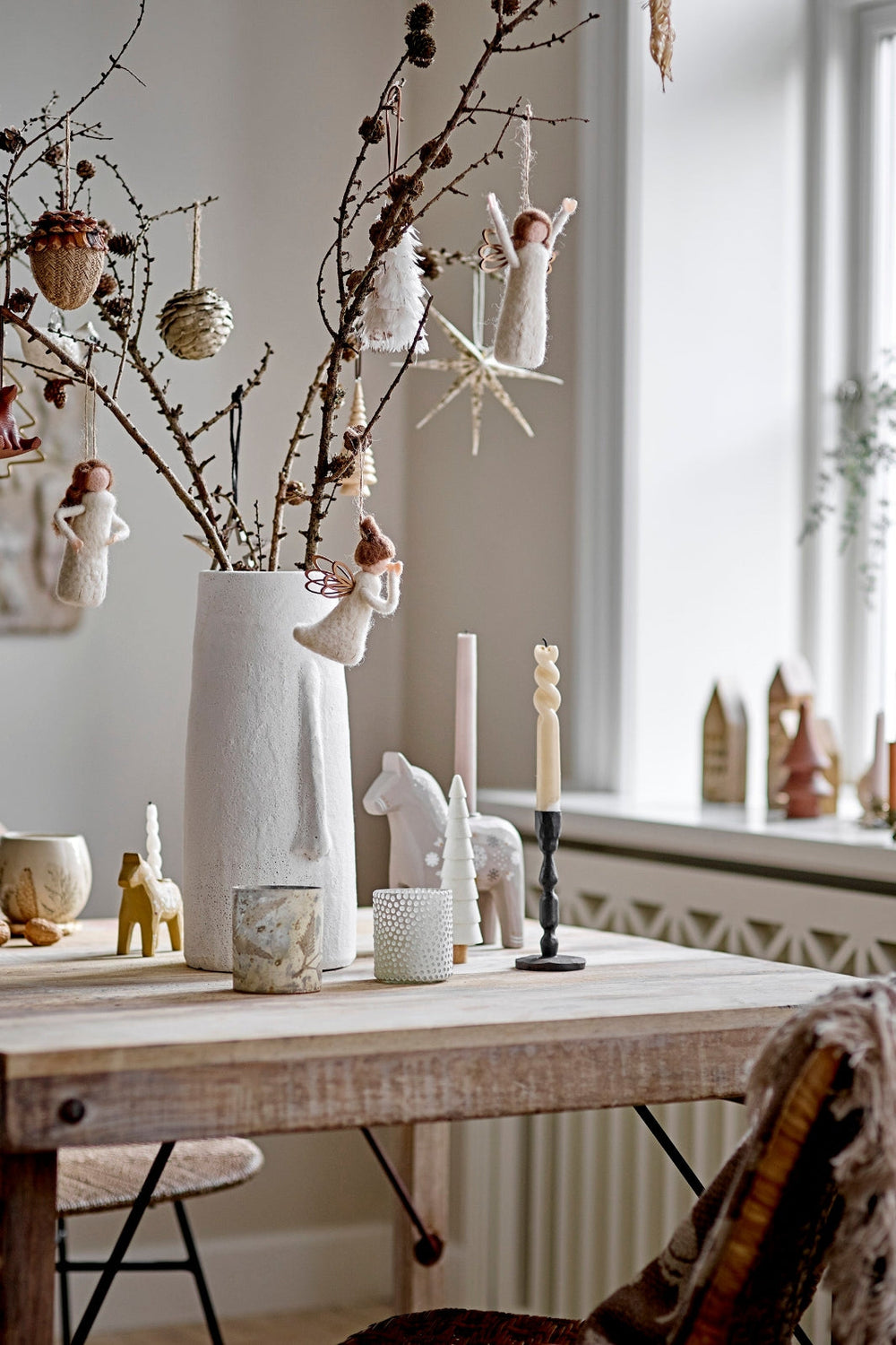 Bloomingville - Pavla Ornament, Hvid, Uld - White 