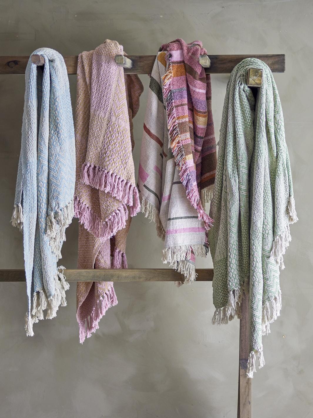Bloomingville - Rodion Plaid, Rosa, Genanvendt Bomuld