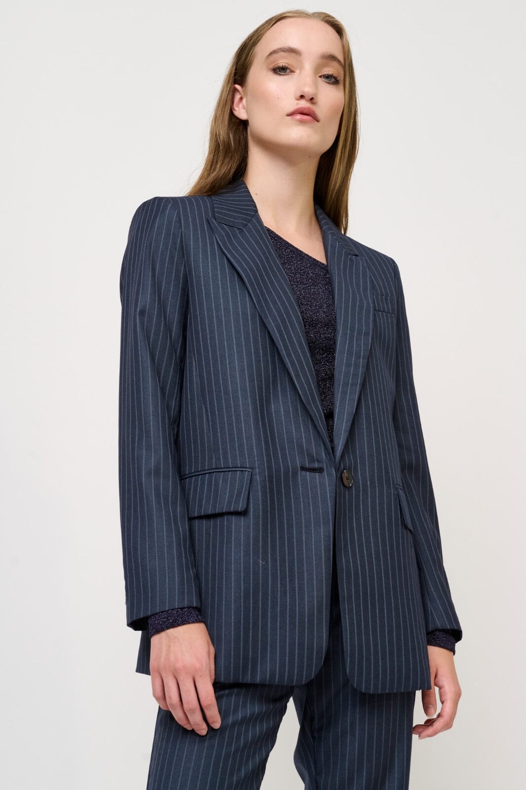 Bruuns Bazaar - Bluestar Frida blazer - Blue pinstripe Blazere 