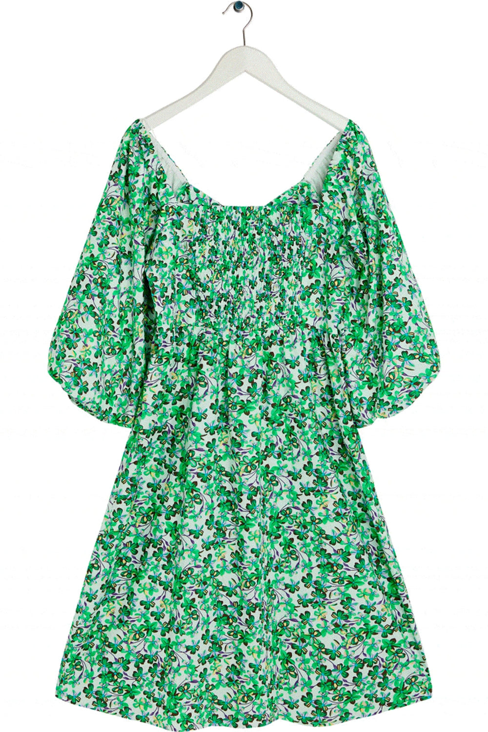 BZR - Flow Bardotta Dress - Ming Green Print Kjoler 