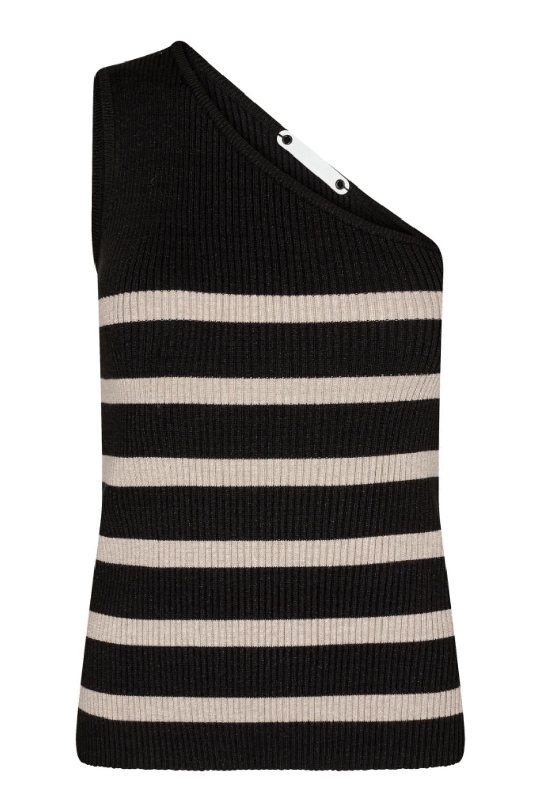 Co´couture - Baducc Stripe Asym Lurex Tank - 96 Black Toppe 