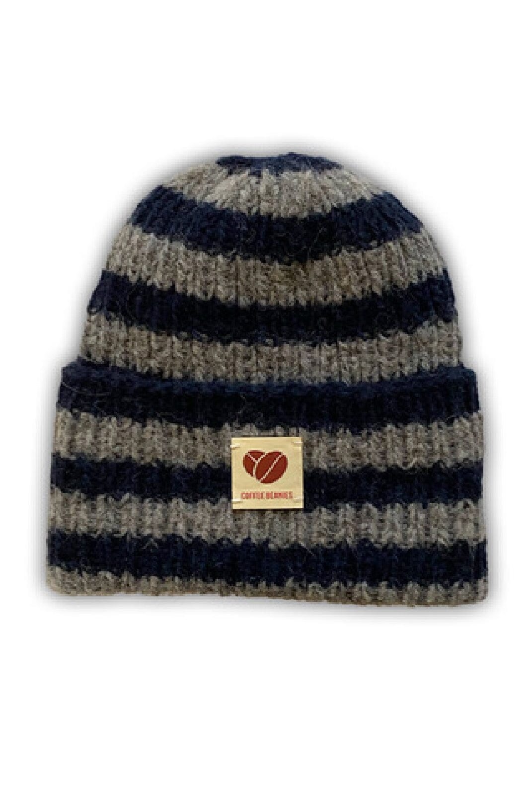 Coffee Beanies - Sky Beanie Striped - Dark Blue Huer 