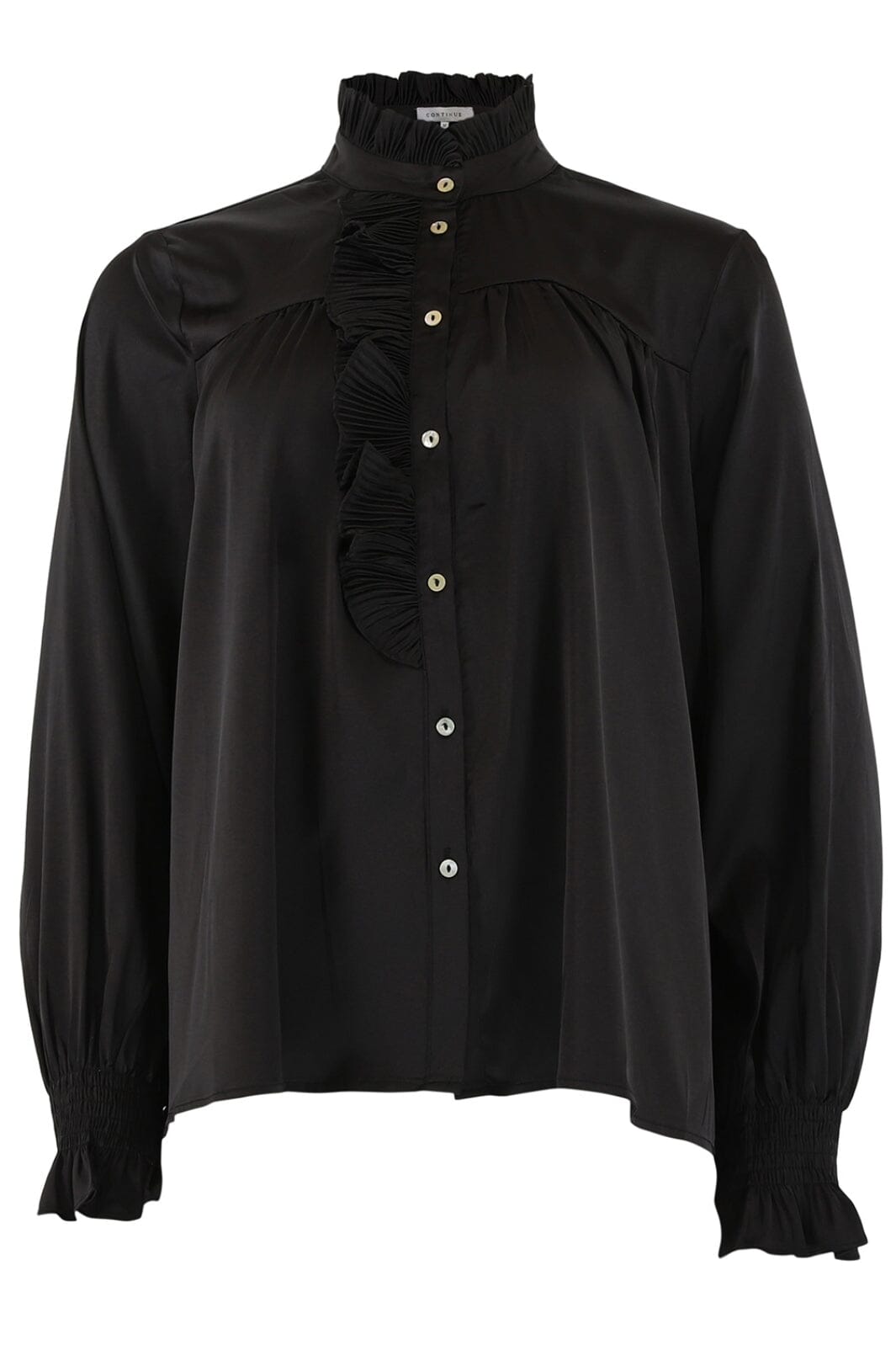 Continue - Malika Pleat L/S - 01 Black Bluser 