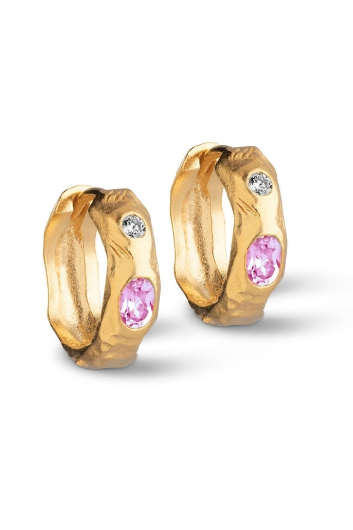 Enamel Copenhagen - Hoops, Leonora - Pink/White Cz Øreringe 