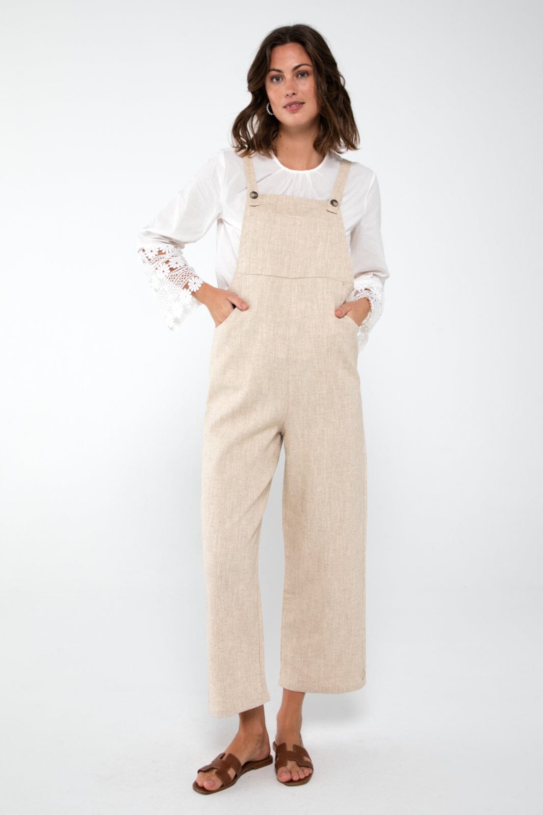 Forudbestilling - A-VIEW - Linen Jumpsuit - 003 Light Sand (April/Maj) Overalls 
