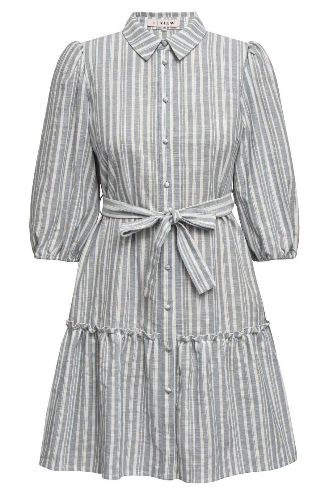 Forudbestilling - A-VIEW - Linen Stripe Dress - 091 Blue/White (Maj) Kjoler 