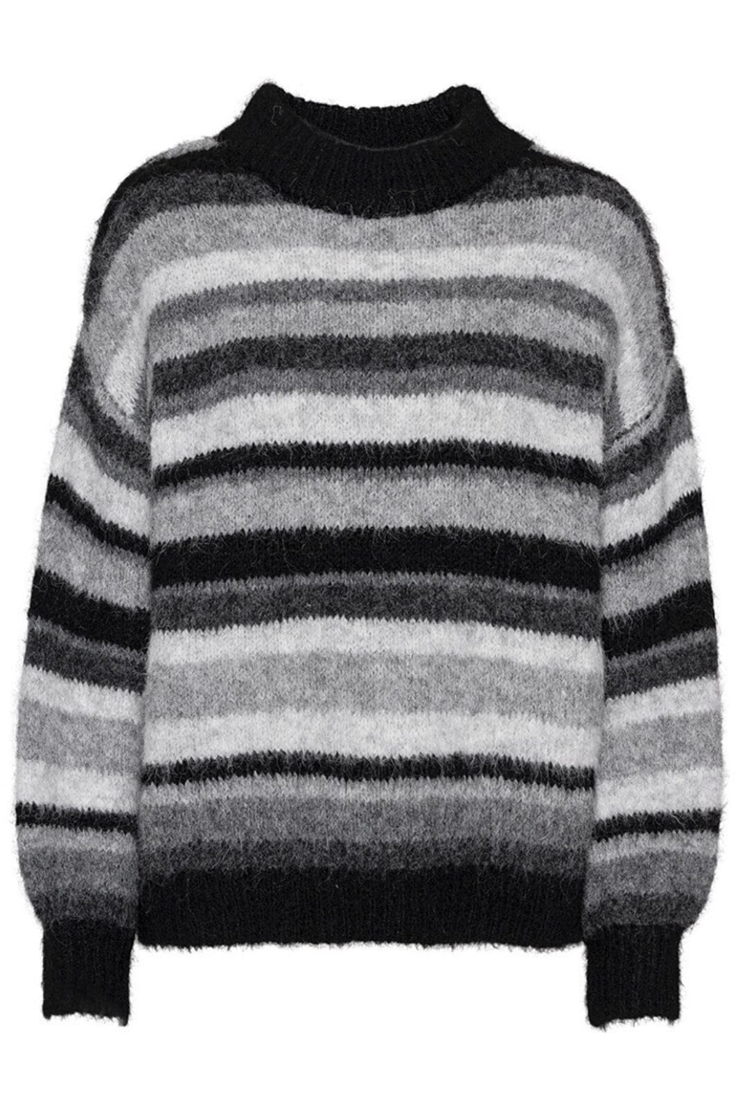 Forudbestilling - A-VIEW - Patrisia Knit Pullover - 049 Black/Grey Strikbluser 