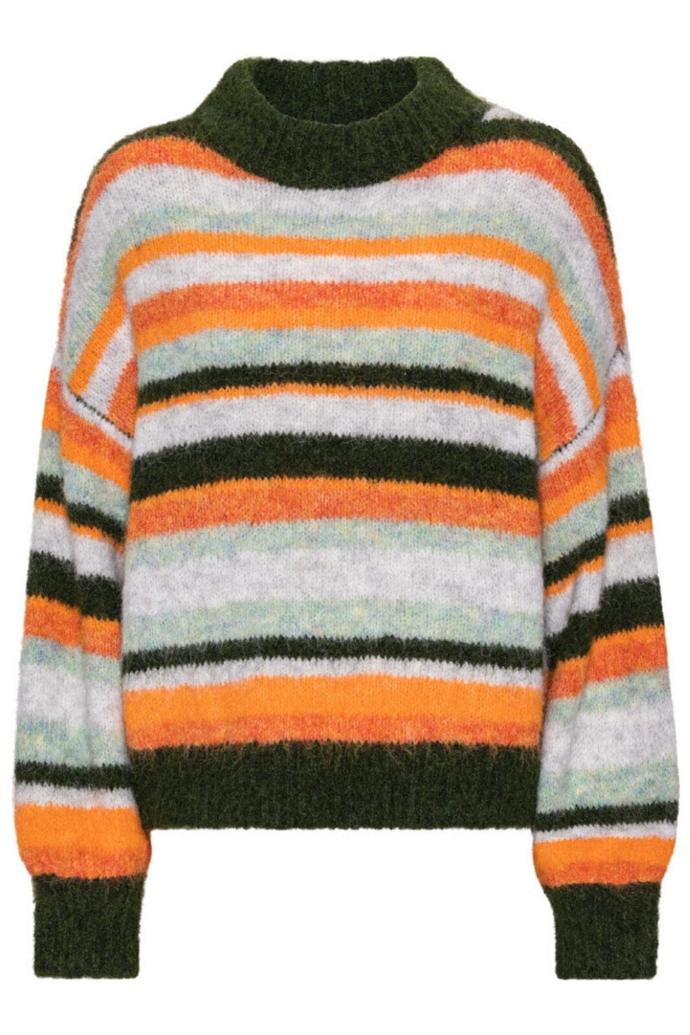 Forudbestilling - A-VIEW - Patrisia Knit Pullover - 251 Orange/Green Strikbluser 